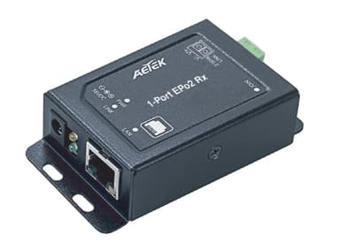 Bộ chuyển đổi EPo2 AETEK 2E10-110-RX đặt phía switch, Ethernet và PoE qua 2 dây