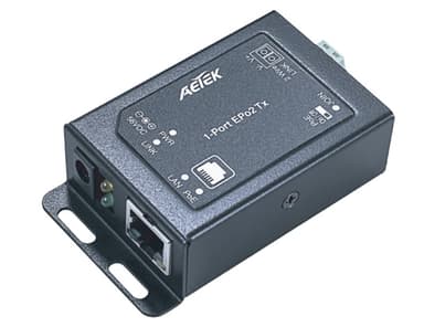 Bộ chuyển đổi EPo2 AETEK 2E10-110-TX đặt phía camera, cấp PoE qua dây 2 lõi