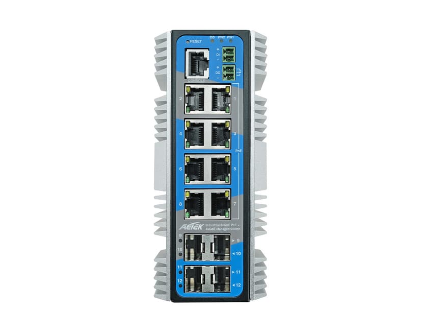 Switch PoE công nghiệp AETEK D60-084-90 8 cổng Gigabit PoE 90W, 802.3bt, L2+ managed – ảnh 2