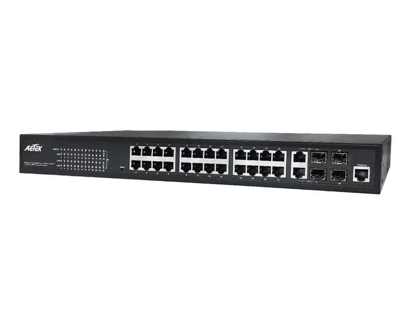 Switch PoE công nghiệp AETEK D60-244-30 24 cổng Gigabit PoE, 2 combo + 2 SFP