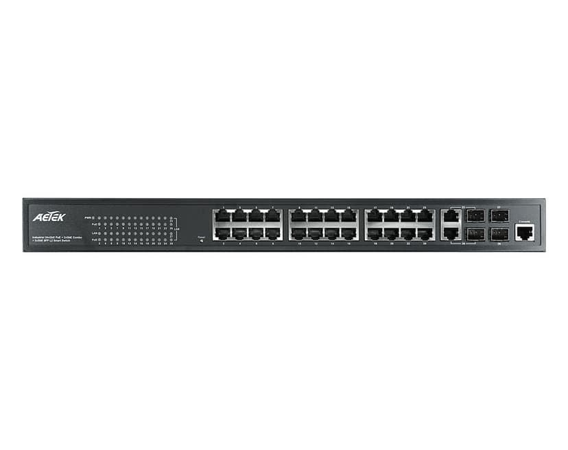 Switch PoE công nghiệp AETEK D60-244-30 24 cổng Gigabit PoE, 2 combo + 2 SFP – ảnh 3