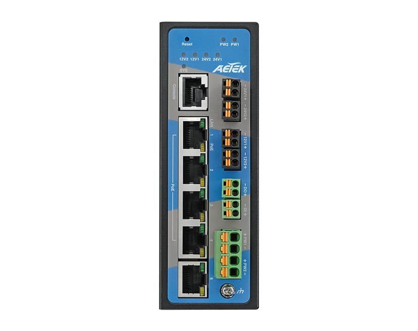 Switch PoE công nghiệp AETEK D62-041-30-DC có quản lý, ngõ ra 12/24VDC, khe SFP – ảnh 2