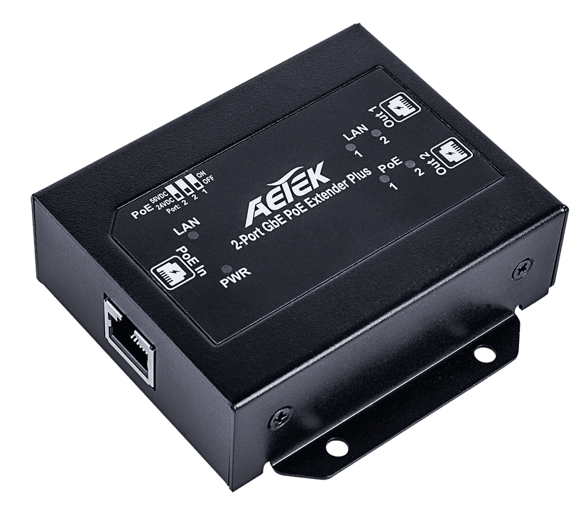 Bộ mở rộng PoE Gigabit AETEK E59-602 trong nhà tới 500m, tích hợp bộ tăng áp
