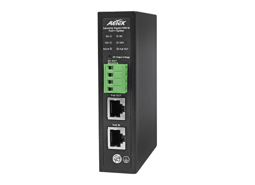 Bộ chia PoE công nghiệp AETEK S69-220 đầu ra kép DC và PoE, chuẩn 802.3at/bt