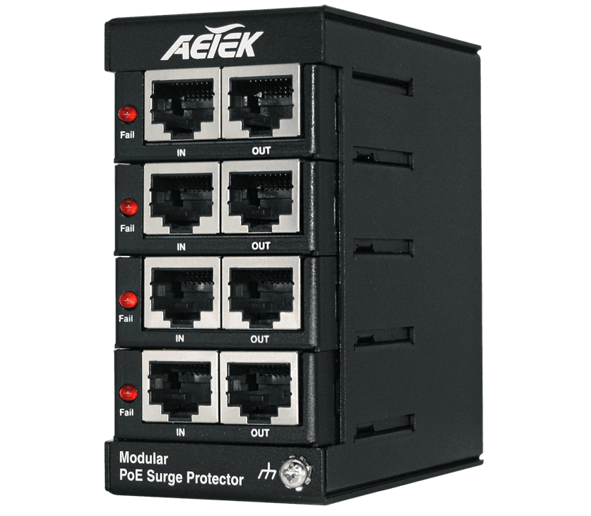 Bộ chống sét PoE dạng mô-đun AETEK SD-404-V2 tương thích 802.3bt, 20KV/10KA