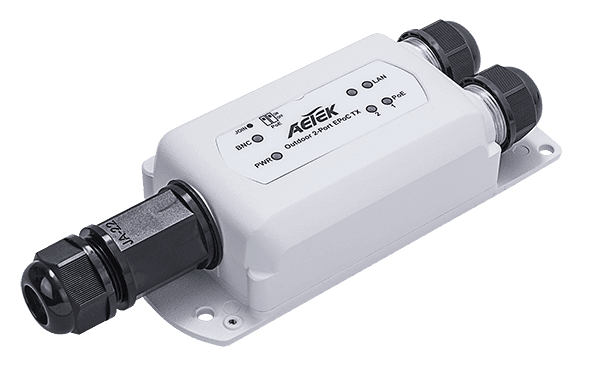 Bộ phát EPoC AETEK XE22-120-TX phía camera, thay cáp quang cho điểm xa không có điện