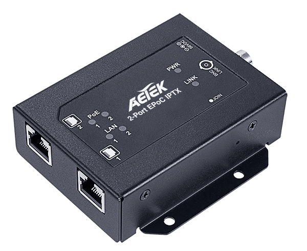 Bộ phát EPoC AETEK XE52-120-TX 1 cổng BNC ra 2 cổng PoE, cấp nguồn 25W tới 500m