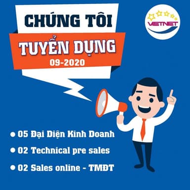 Viet Net Tuyển Dụng Nhân Sự năm Tháng 9 năm 2020 làm việc tại Hồ Chí Minh