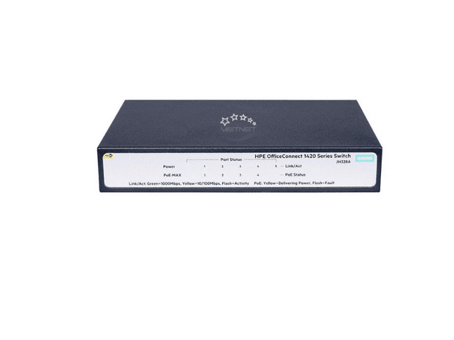 Switch HPE 1420-5G-POE+ 32W – JH328A – Thiết Bị Chuyển Mạch HP