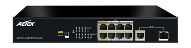 Switch PoE trong nhà AETEK C11-082-31-120 Fast Ethernet, cổng EX cho camera ở cổng rào