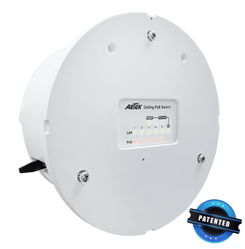 Switch PoE âm trần AETEK C42-050-30-A unmanaged, 1 cổng vào PD, 5 cổng ra PSE – ảnh 2