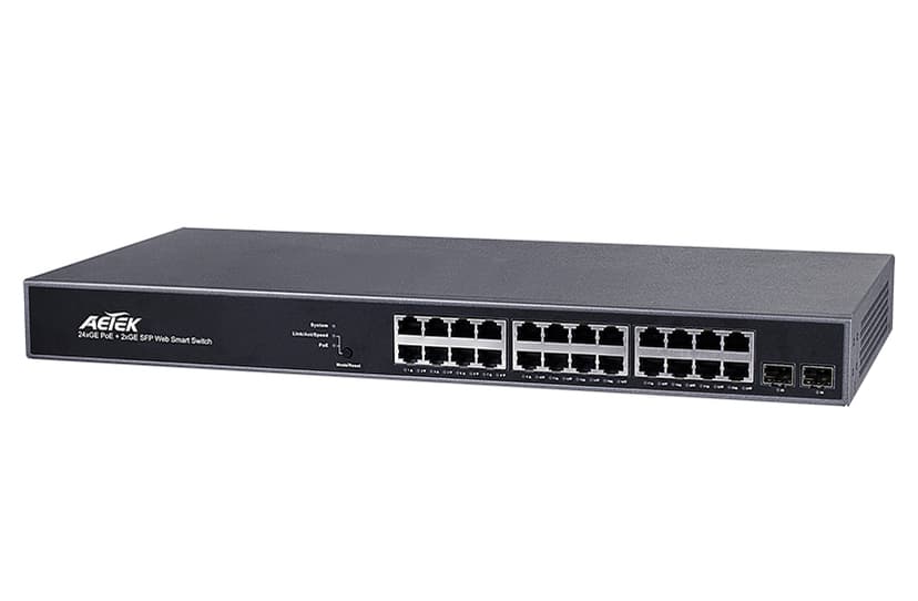 Switch Smart PoE L2 AETEK C50-242-30-370 24 cổng Gigabit, 2 khe SFP, tổng PoE 370W