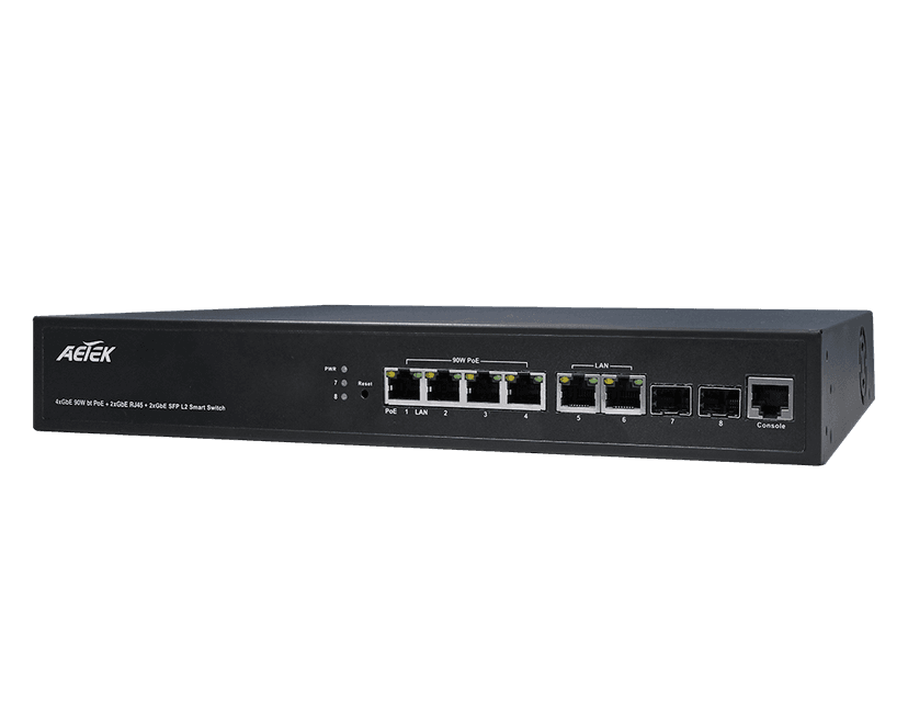 Switch PoE có quản lý AETEK C62-044-91-380 L2 PRO, PoE bt, quản lý camera ONVIF