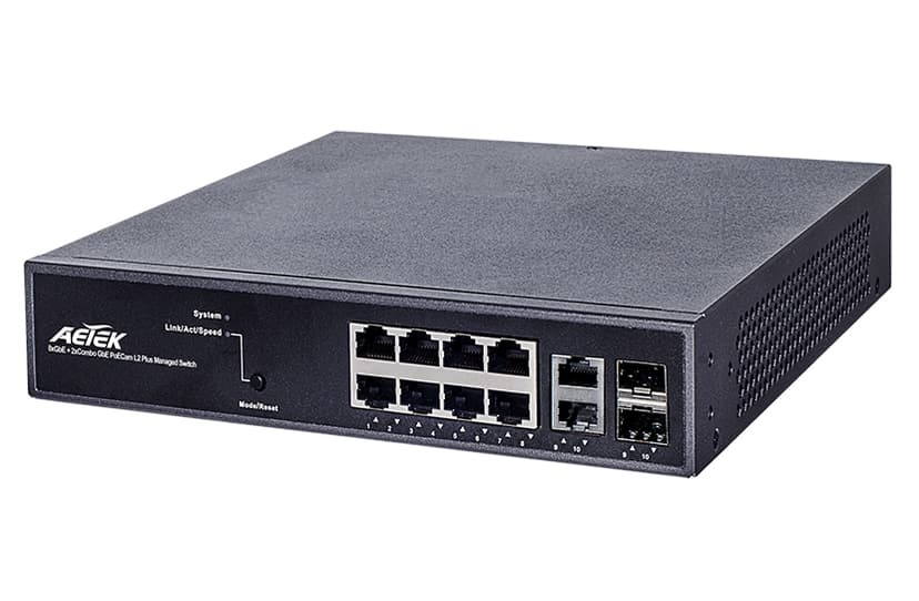 Switch Master L2+ AETEK C70-00A-01 8 cổng Gigabit, 2 cổng combo RJ45/SFP