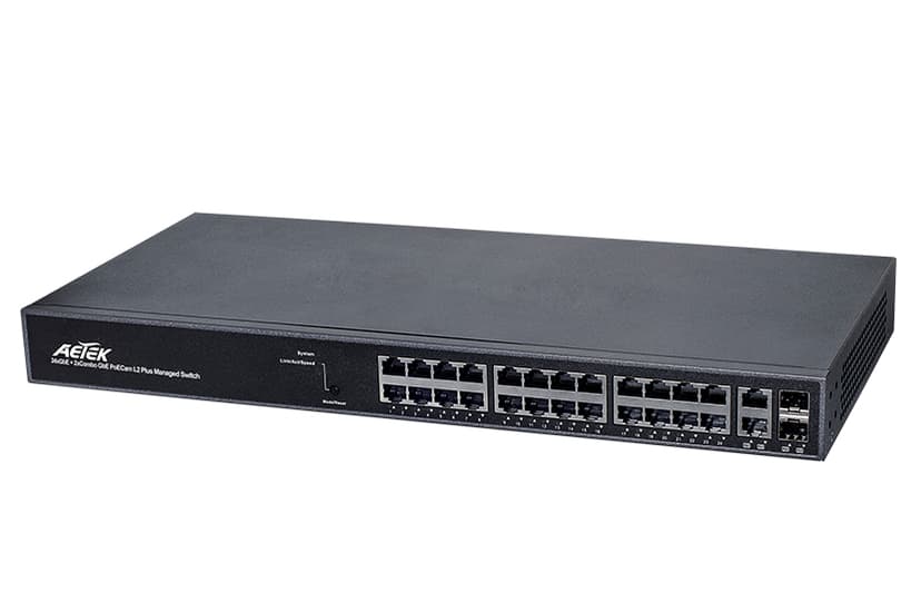 Switch Master L2+ AETEK C70-00E-01 24 cổng Gigabit, 2 combo RJ45/SFP cho phòng điều khiển