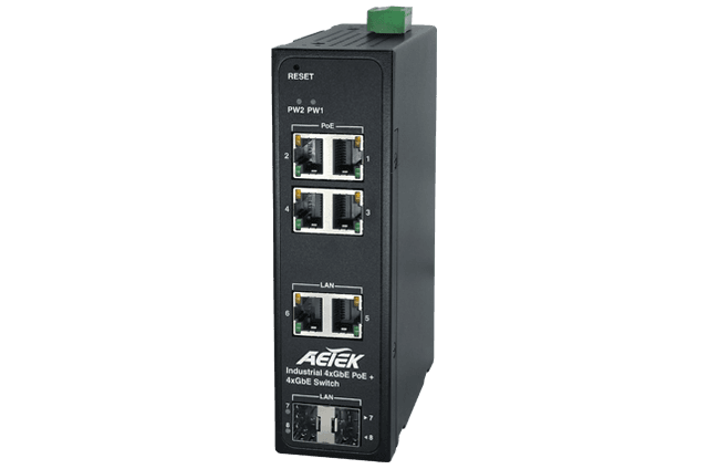Switch PoE công nghiệp AETEK D40-044-30 4 cổng Gigabit PoE 30W, tổng 120W