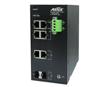 Switch PoE công nghiệp AETEK D40-044-91-DC Gigabit PoE bt, IP30, phiên bản DC