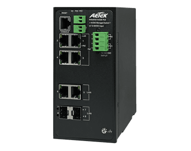 Switch PoE công nghiệp AETEK D51-044-30-DC L2 managed Gigabit, phiên bản DC