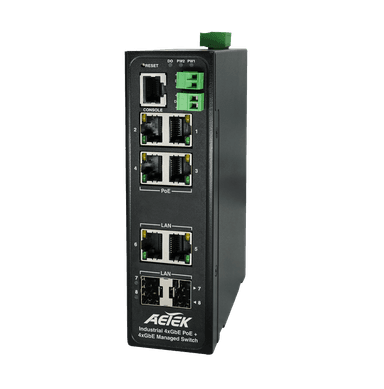 Switch PoE công nghiệp L2 AETEK D51-044-30 có quản lý, chống sét 6KV, -40°C đến 75°C