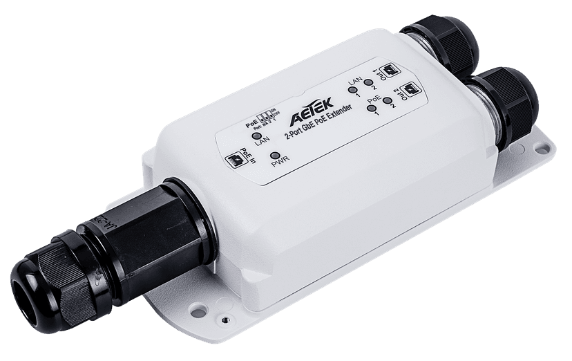 PoE Extender ngoài trời AETEK E69-102 chuẩn IP67, ghép chuỗi tới 300m