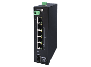 Switch PoE công nghiệp AETEK H30-042-30 4 cổng Gigabit PoE 30W, IP30, chống sét 6KV