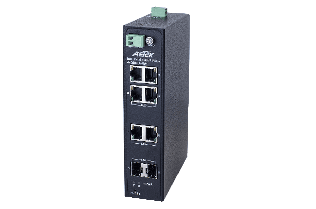 Switch PoE công nghiệp AETEK H30-044-91 4 cổng Gigabit PoE 60W/90W, tổng 240W, 2 SFP