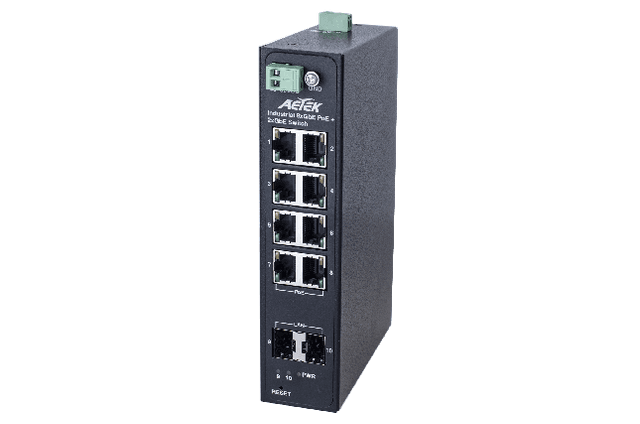 Switch PoE công nghiệp AETEK H30-082-30 8 cổng Gigabit PoE+ 30W, tổng 240W