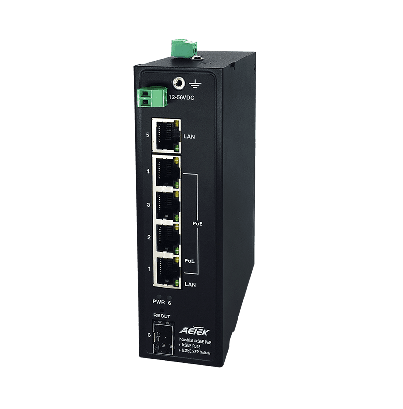 Switch PoE công nghiệp AETEK H36-042-30 4 cổng Gigabit PoE 30W, nguồn vào 12~56VDC