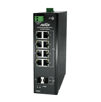Switch PoE công nghiệp AETEK H36-082-30 8 cổng Gigabit PoE 30W, nguồn 12~56VDC, 12KV
