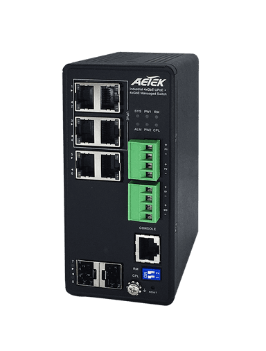 Switch PoE công nghiệp AETEK H70-044-60 L2+ 4 cổng UPoE 60W, quản lý camera ONVIF