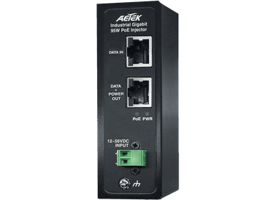 PoE Injector công nghiệp AETEK I69-206 Gigabit 95W cho thiết bị giám sát chuyên dụng