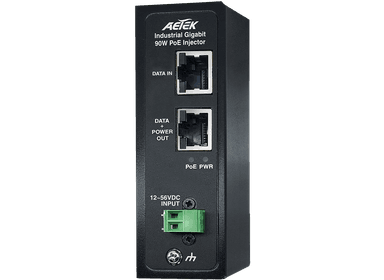 PoE++ Injector công nghiệp AETEK I69-216-V2 Gigabit 90W cho camera speed dome