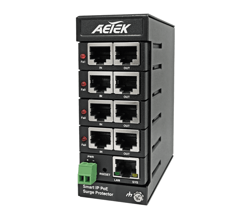 Bộ chống sét PoE có quản lý AETEK SD-504 hỗ trợ bt/UPoE, 20KV/10KA, thay module nhanh