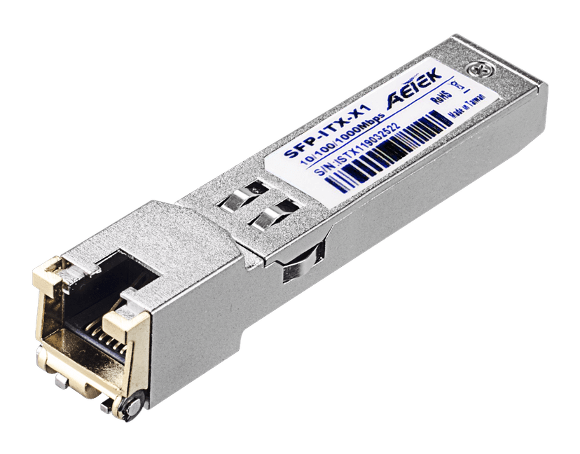 Module SFP đồng RJ45 AETEK SFP-ITX-X1 1000BASE-T 100m, chịu -40°C đến 85°C
