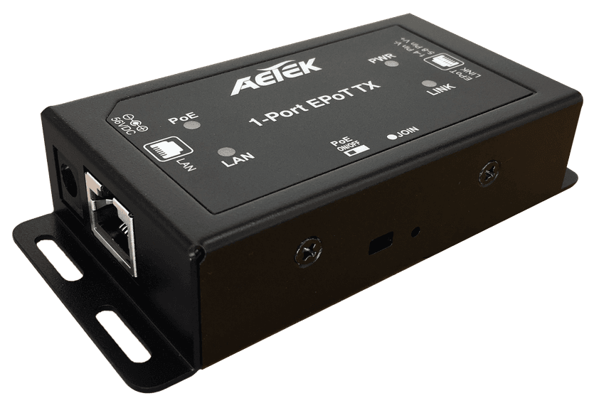 Bộ phát EPoT AETEK TE10-110-TX đặt tại camera, 1 cổng PoE RJ-45, cáp Cat.5e/6 tới 1.200m
