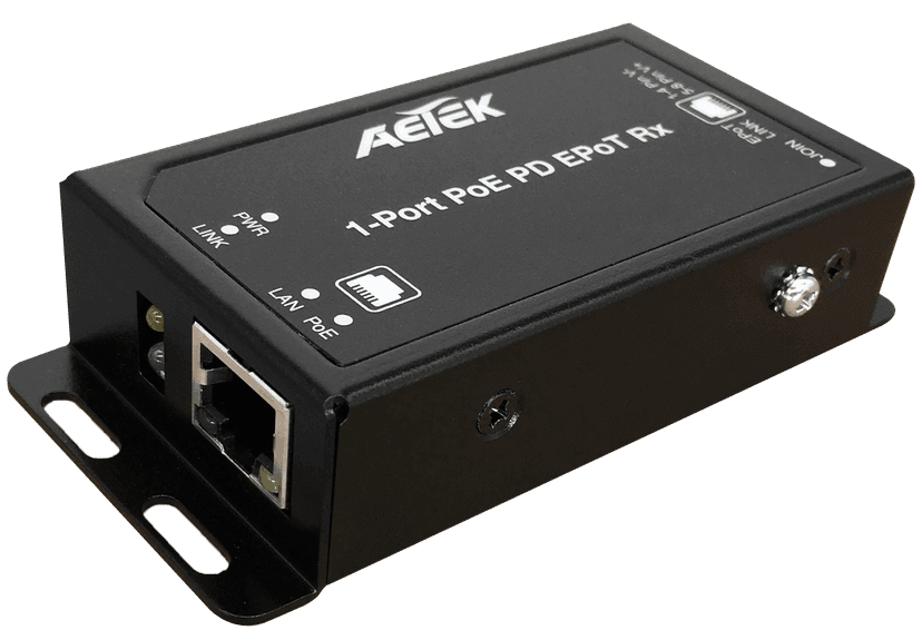 Bộ thu EPoT AETEK TE11-110-RX cấp nguồn từ switch PoE, cổng LAN PoE PD, 1.200m