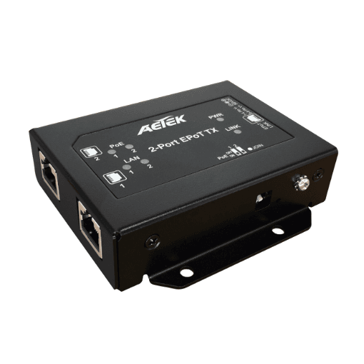 Bộ phát EPoT AETEK TE12-120-TX 1-to-2, 2 cổng PoE cho 2 camera, 500m, PoE 25W