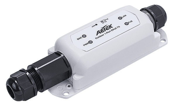 Bộ phát EPoC AETEK XE22-110-TX đặt phía camera, nâng cấp CCTV analog lên IP qua cáp đồng trục