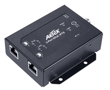Bộ phát EPoC AETEK XE52-120-TX 1 cổng BNC ra 2 cổng PoE, cấp nguồn 25W tới 500m