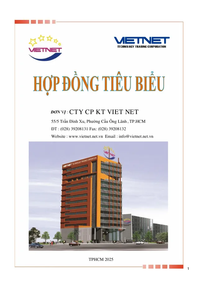 Bìa Hợp đồng tiêu biểu
