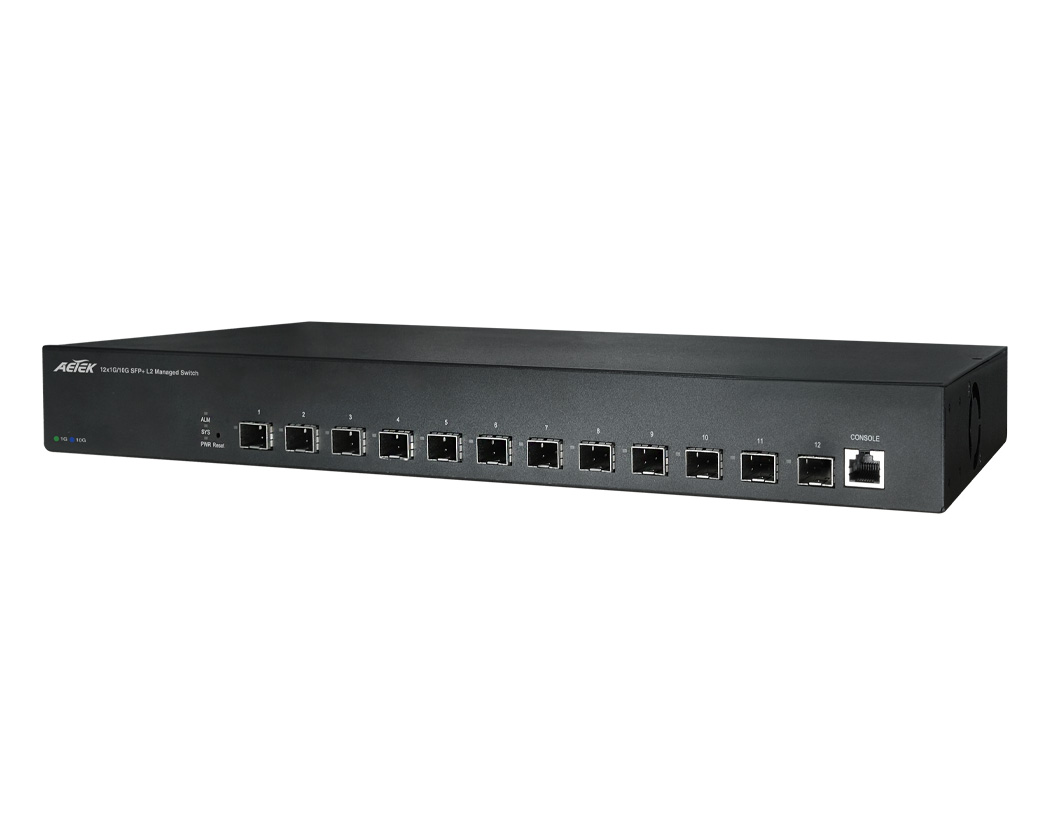 Switch gốc 10G AETEK C60-00B-01 12 cổng SFP+, quản lý NTS L2 cho dòng H60/D60/C60