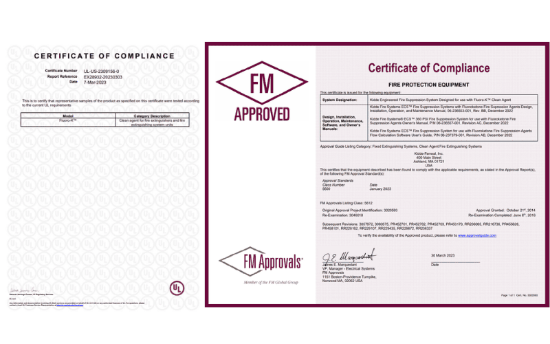 Danh sách chứng nhận Kidde Fluoro-K